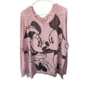 Disney Parks Pink Minnie & Mickey Long Sleeve Lightweight Sweater 3X 72% Rayon 2